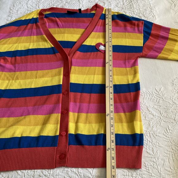ModCloth x Hello Kitty Nostalgic Candy Heart Buttons Rainbow V-Neck Cardigan XL - Picture 5 of 12